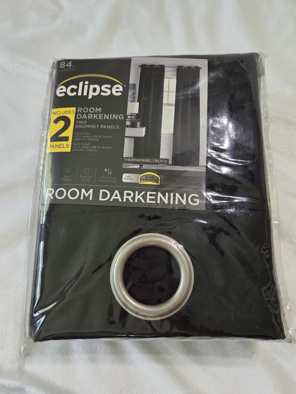 84" Eclipse Room Darkening Grommet Curtain Panels Black (2-Pack)